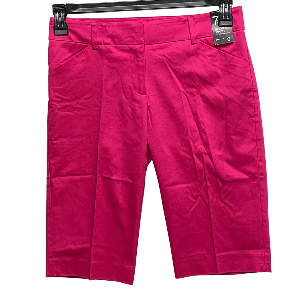 7th Avenue Pants Pink Bermuda Shorts Women Size 0‎ Stretch Sz 0 NWT - Picture 3 of 7